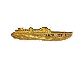 Vintage JFK 1960 PT-109 Campaign Tie Bar – Gold-Tone, Engraved “Kennedy 60”